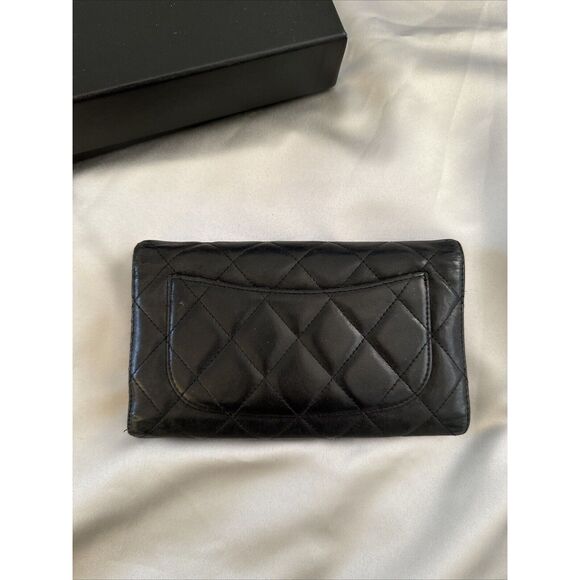 CHANEL Flap Wallet Quilted Black Silver Tone Hardware W/box - Picture 5 of 16